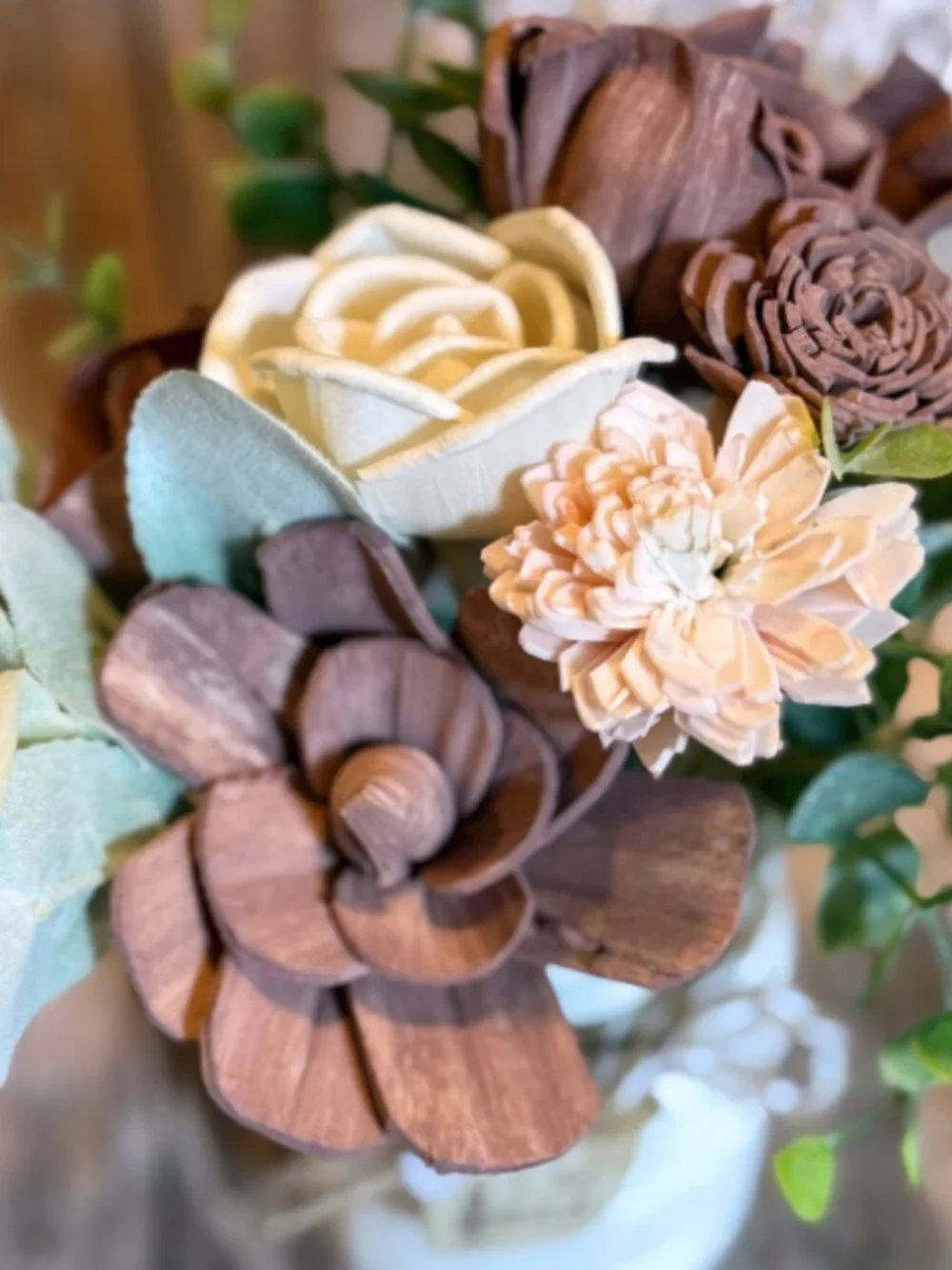 Sola Wood Brown Red Wedding Floral Table Centerpieces Set of 3 Mason Jar Decor